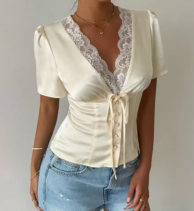 Greta Satin Button Blouse