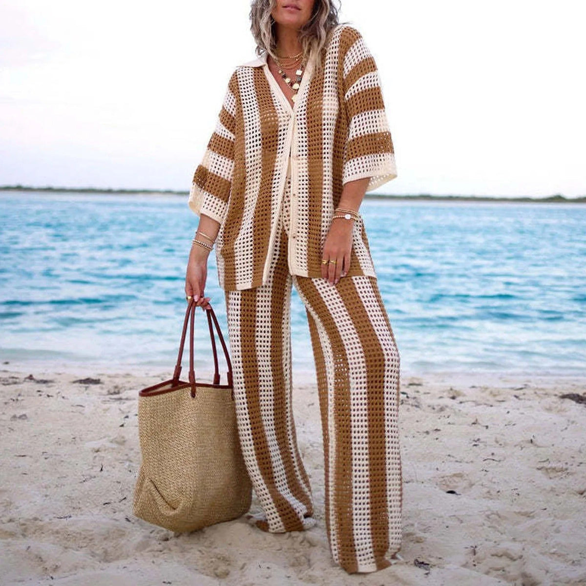 Layla Striped Crochet Co-Ord Set