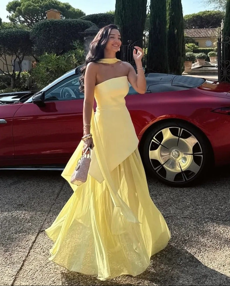 Sophia Asymmetric Sheer Maxi Dress