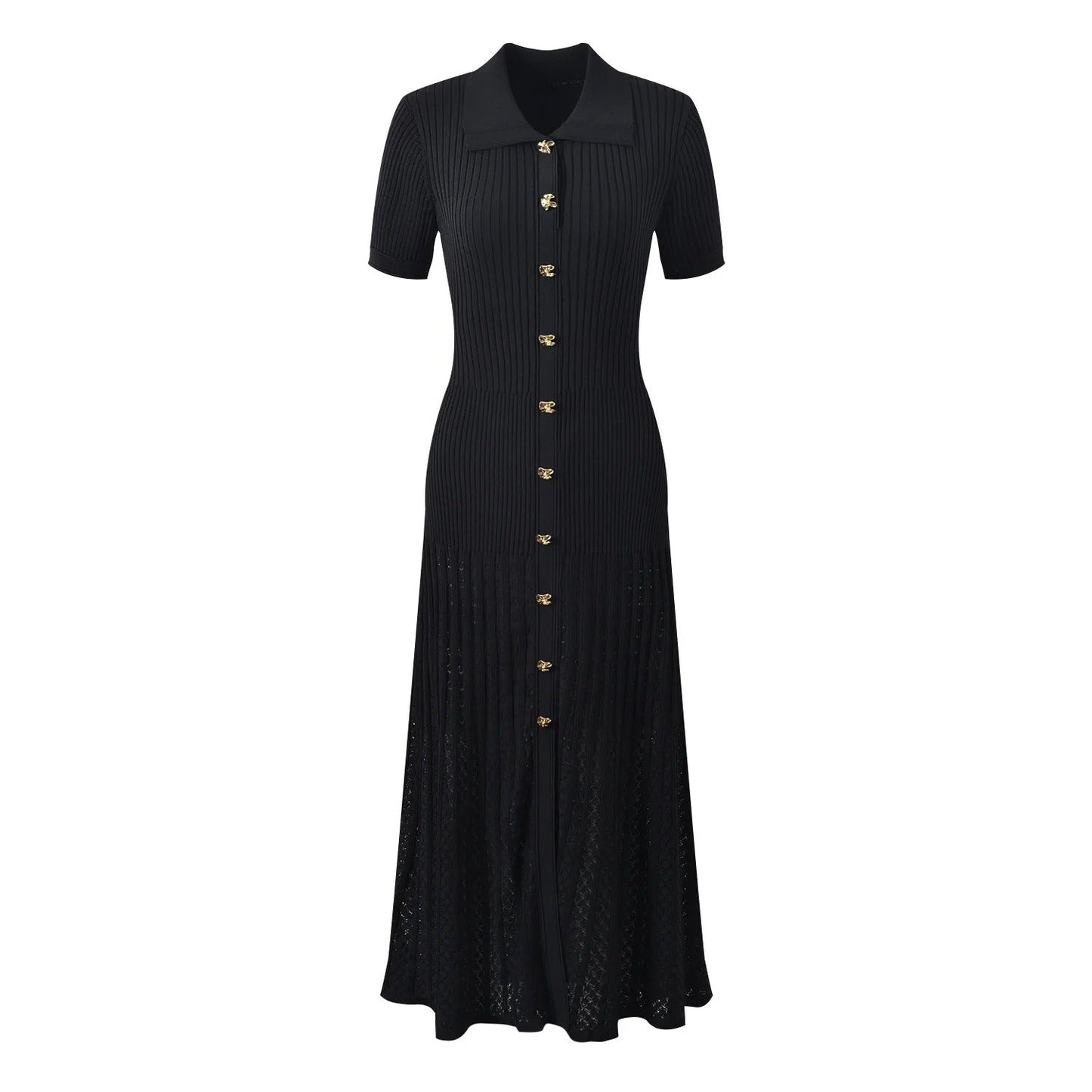 Sophia Ribbed Knit Polo Maxi Dress