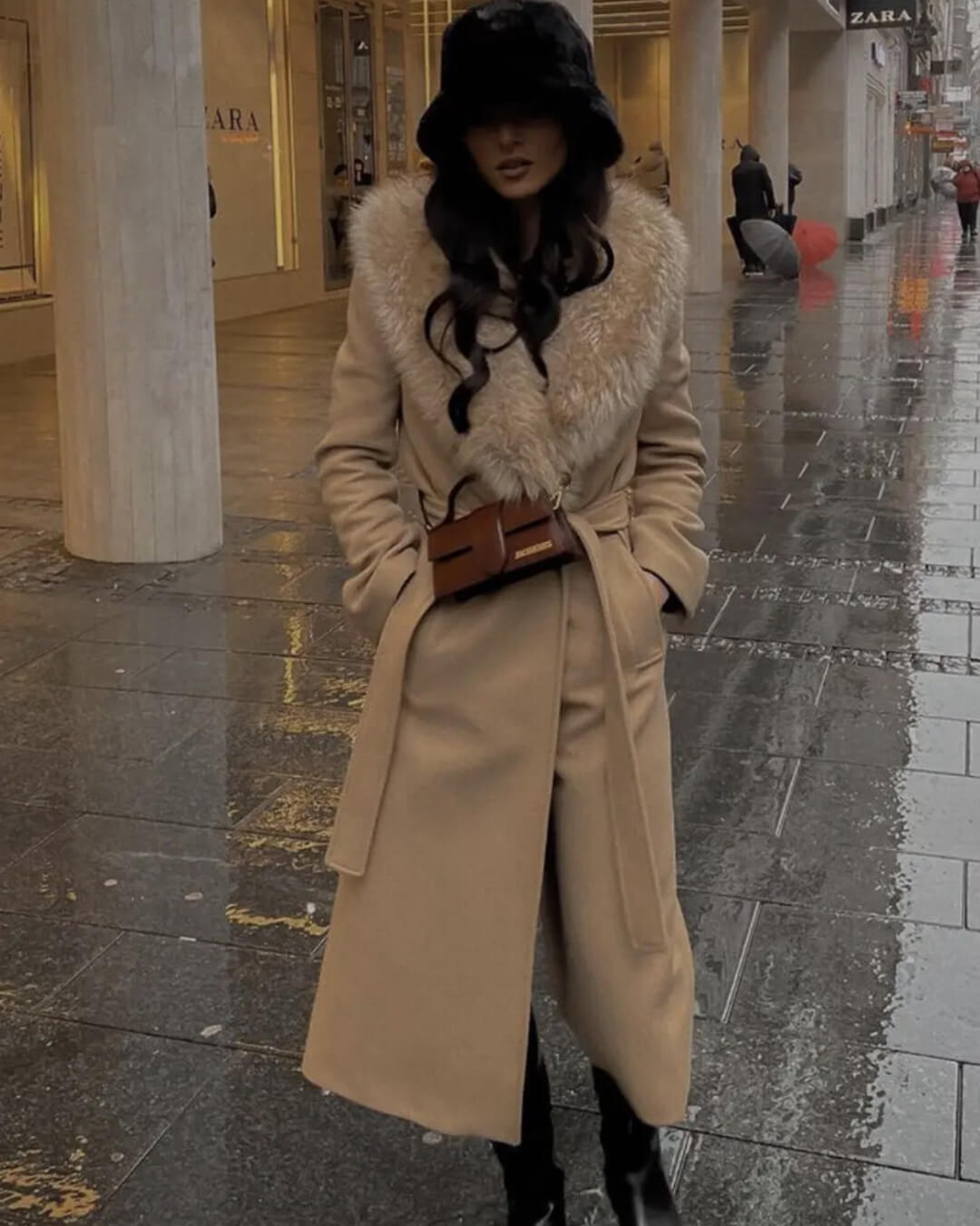 Lola Faux Fur Collar Maxi Coat