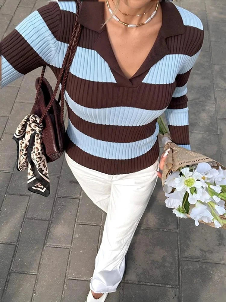 Lara Striped Knit Pullover