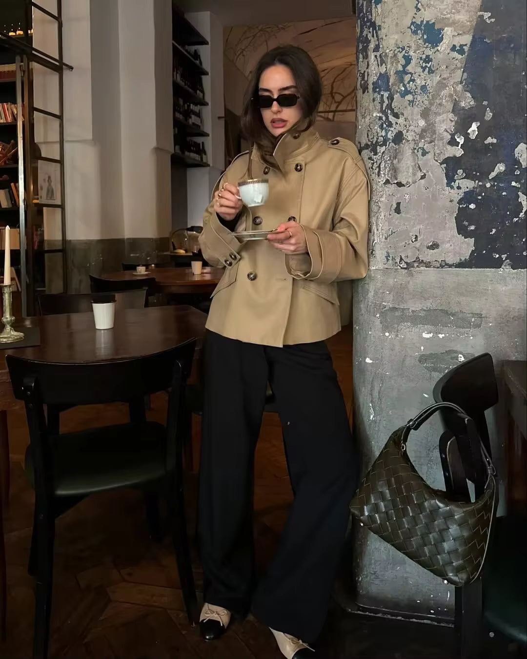 Audrey Beige Double Breasted Trench Coat