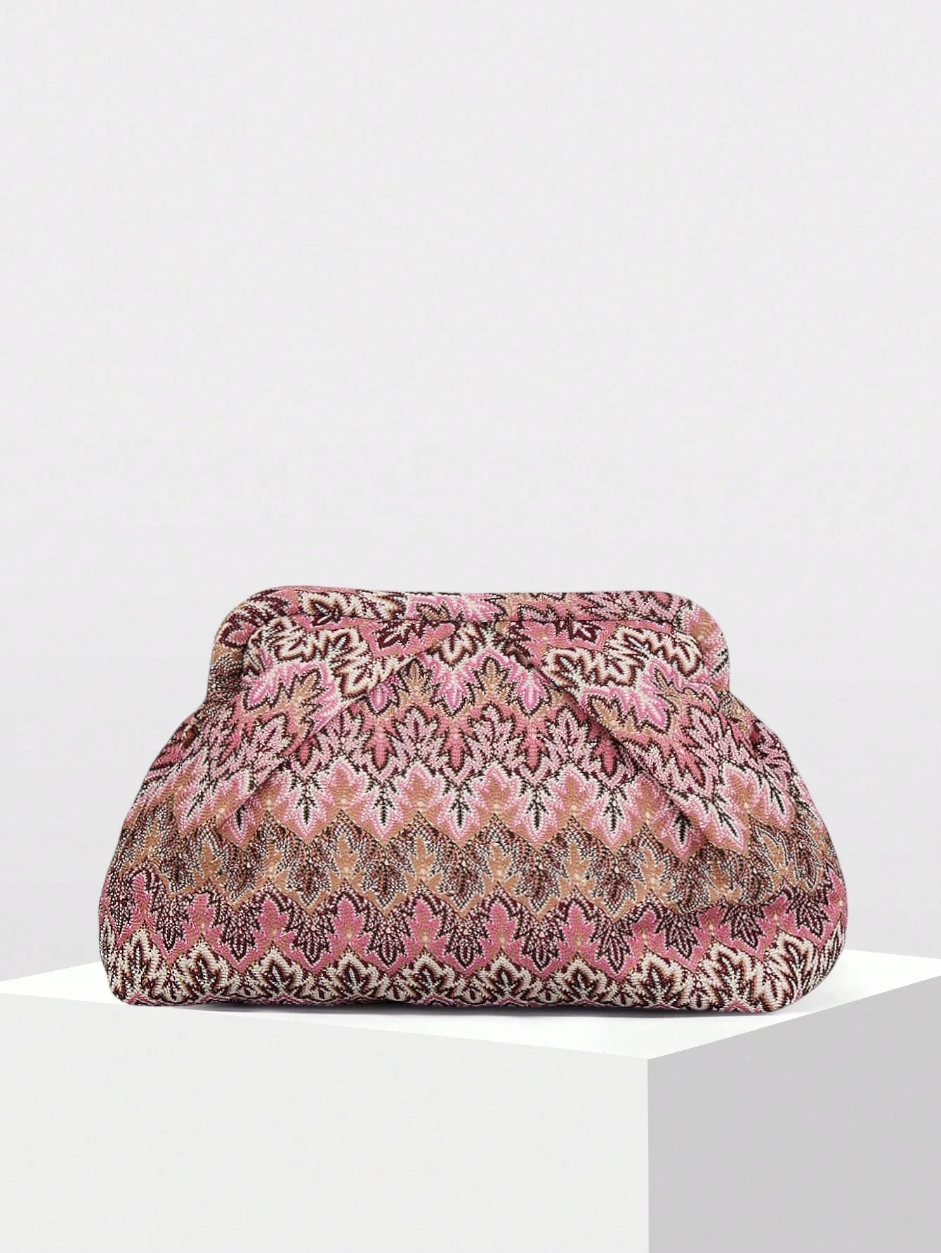Sophia Jacquard Pleated Clutch