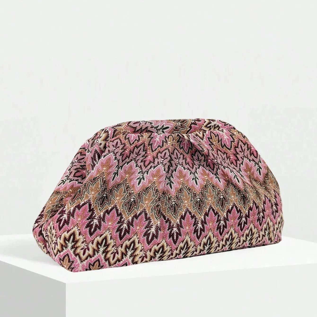 Sophia Jacquard Pleated Clutch