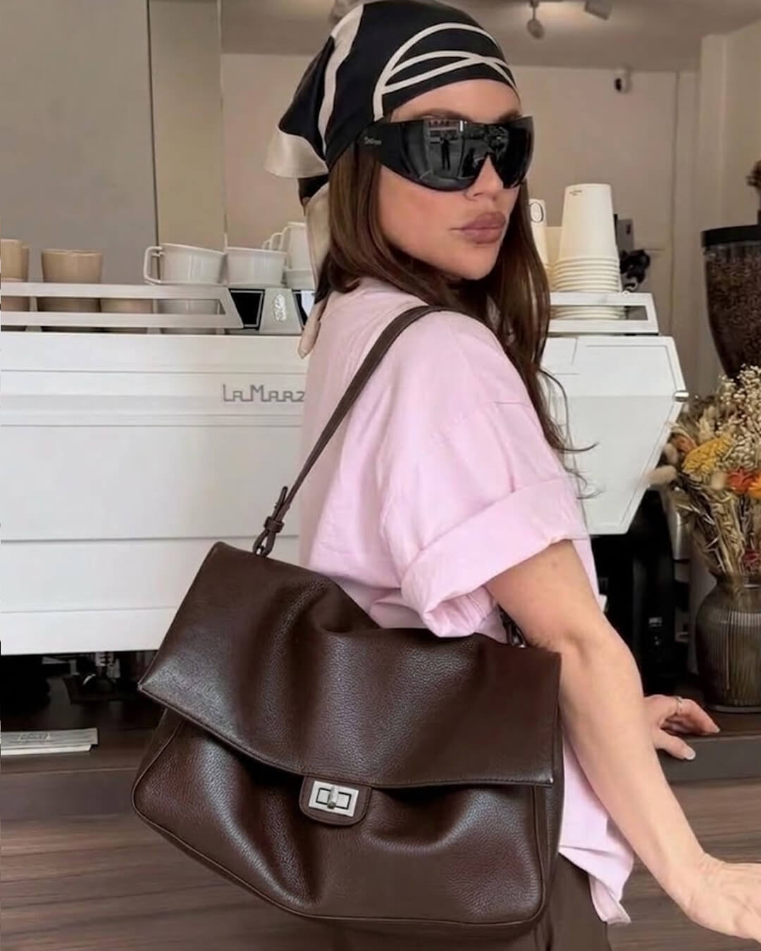 Ava Maxi Flap Leather Shoulder Bag