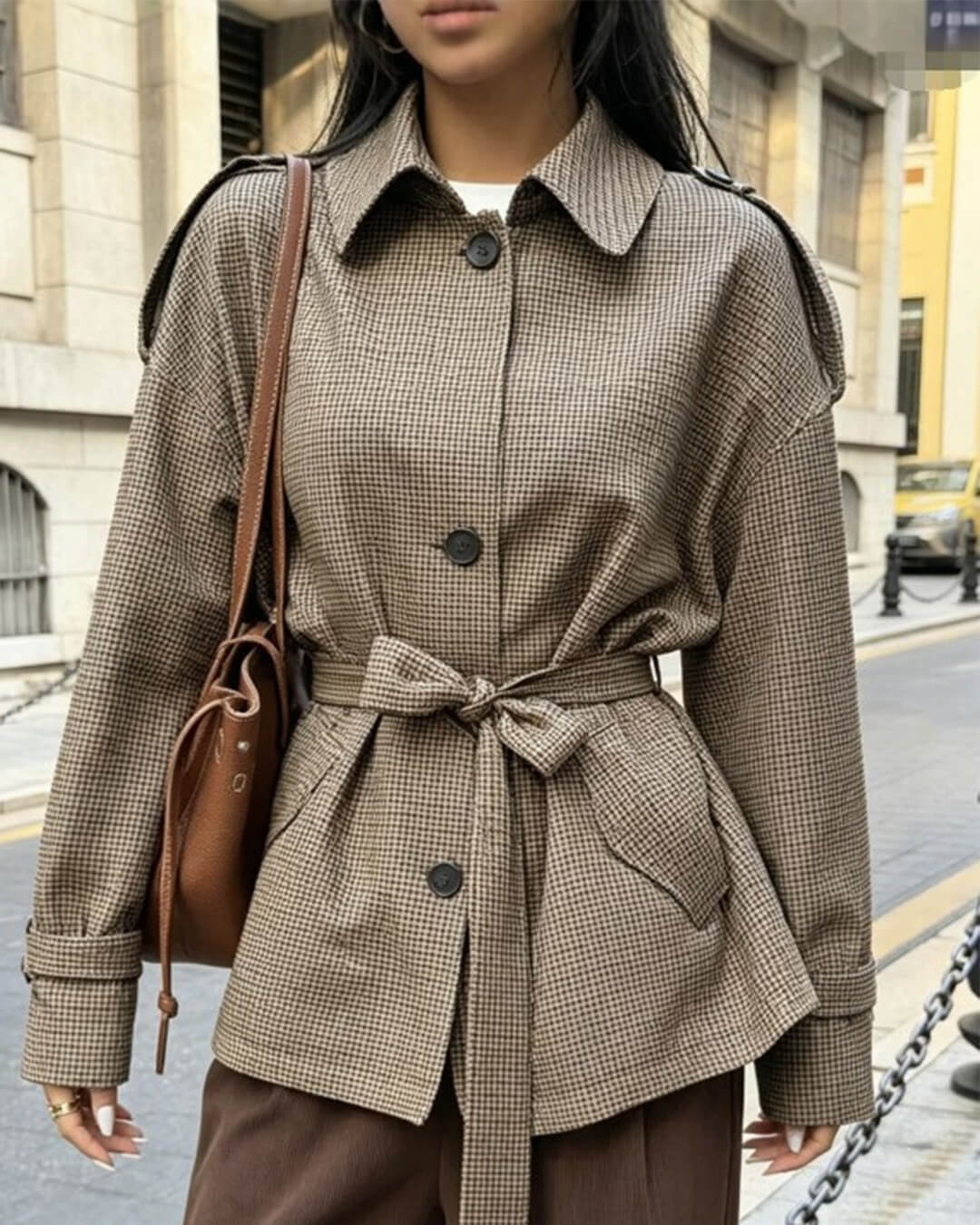 Ellen Houndstooth Plaid Blazer