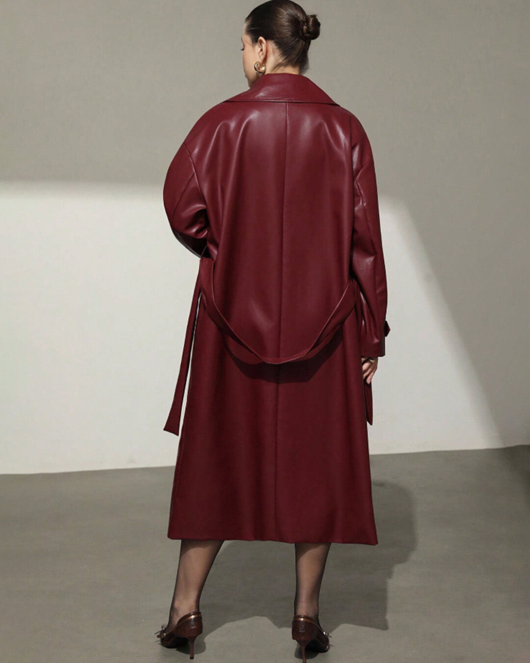 Connie Faux Leather Maxi Trench Coat