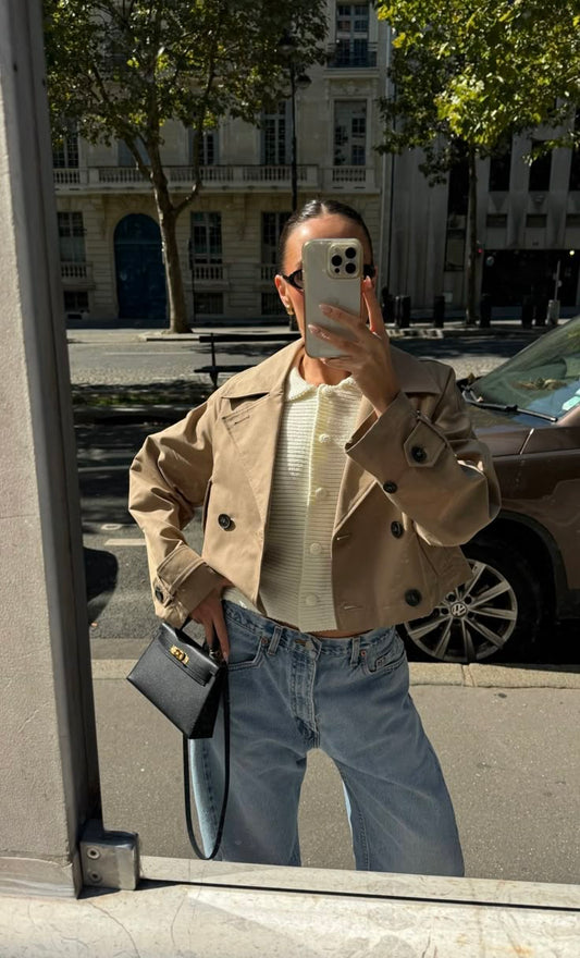 Carla Cropped Double Breasted Trench Coat