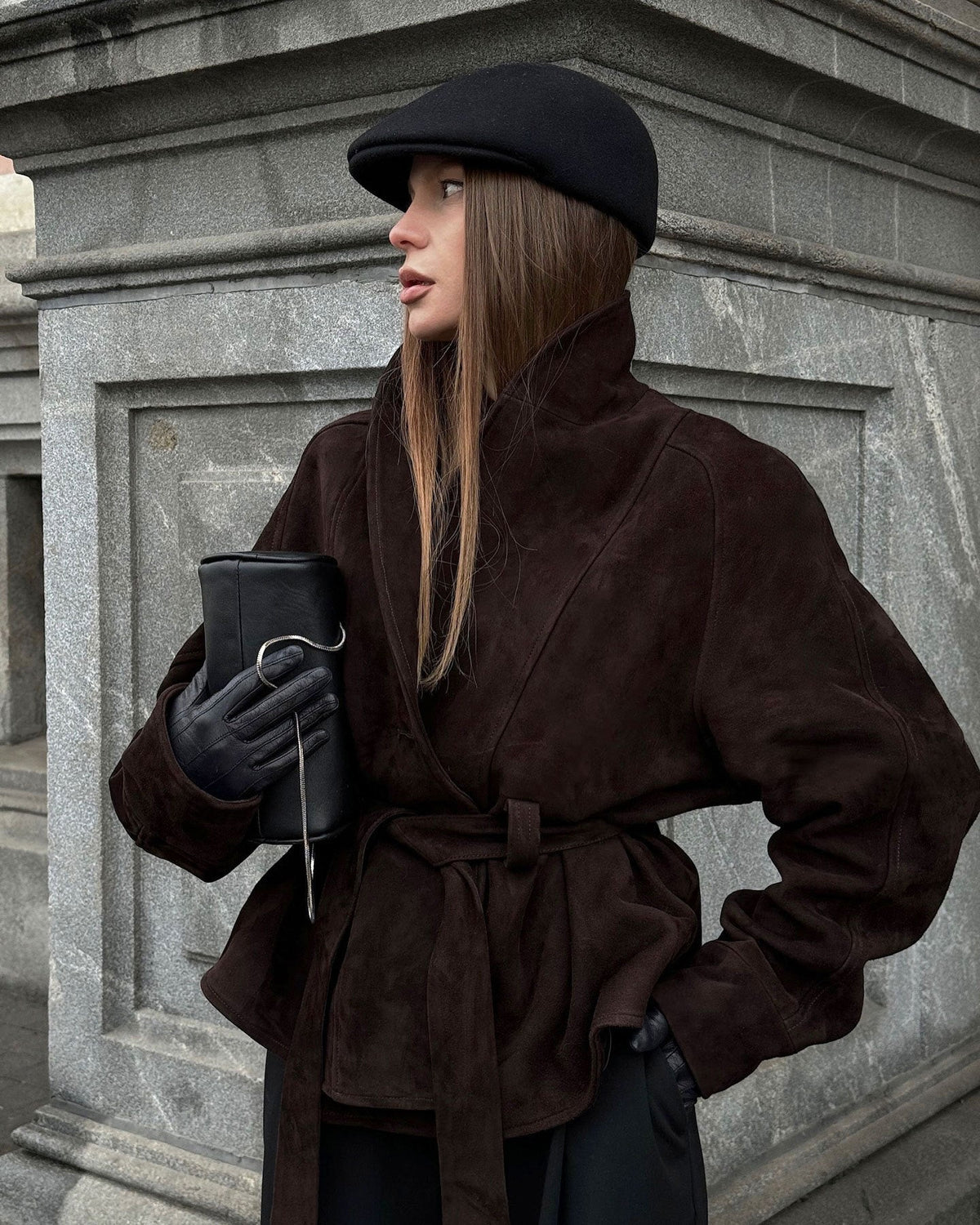 Annie Belted Suede Trench Coat