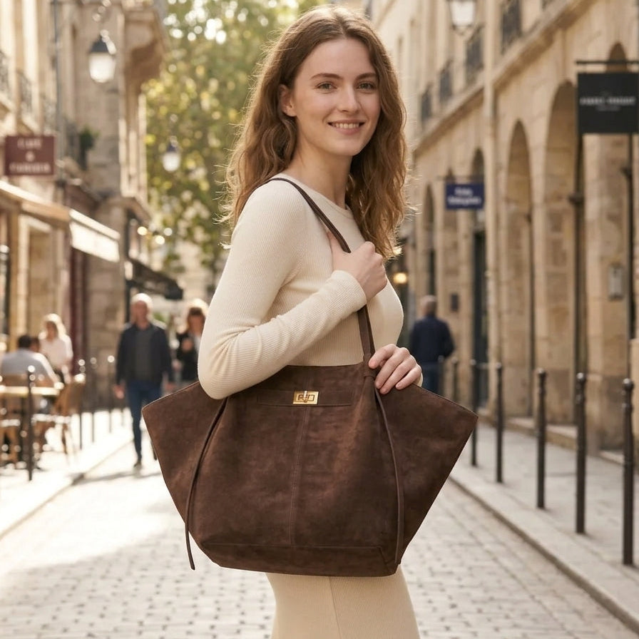 Nora Bat-Wing Suede Tote Bag