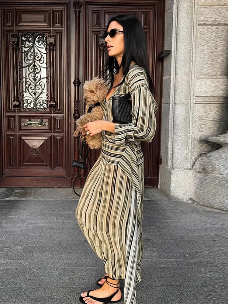 Tessa Striped V-Neck Maxi Dress
