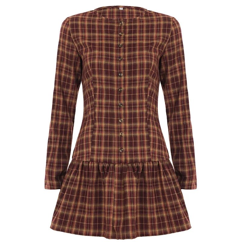 Ellie Long Sleeve Plaid Mini Dress