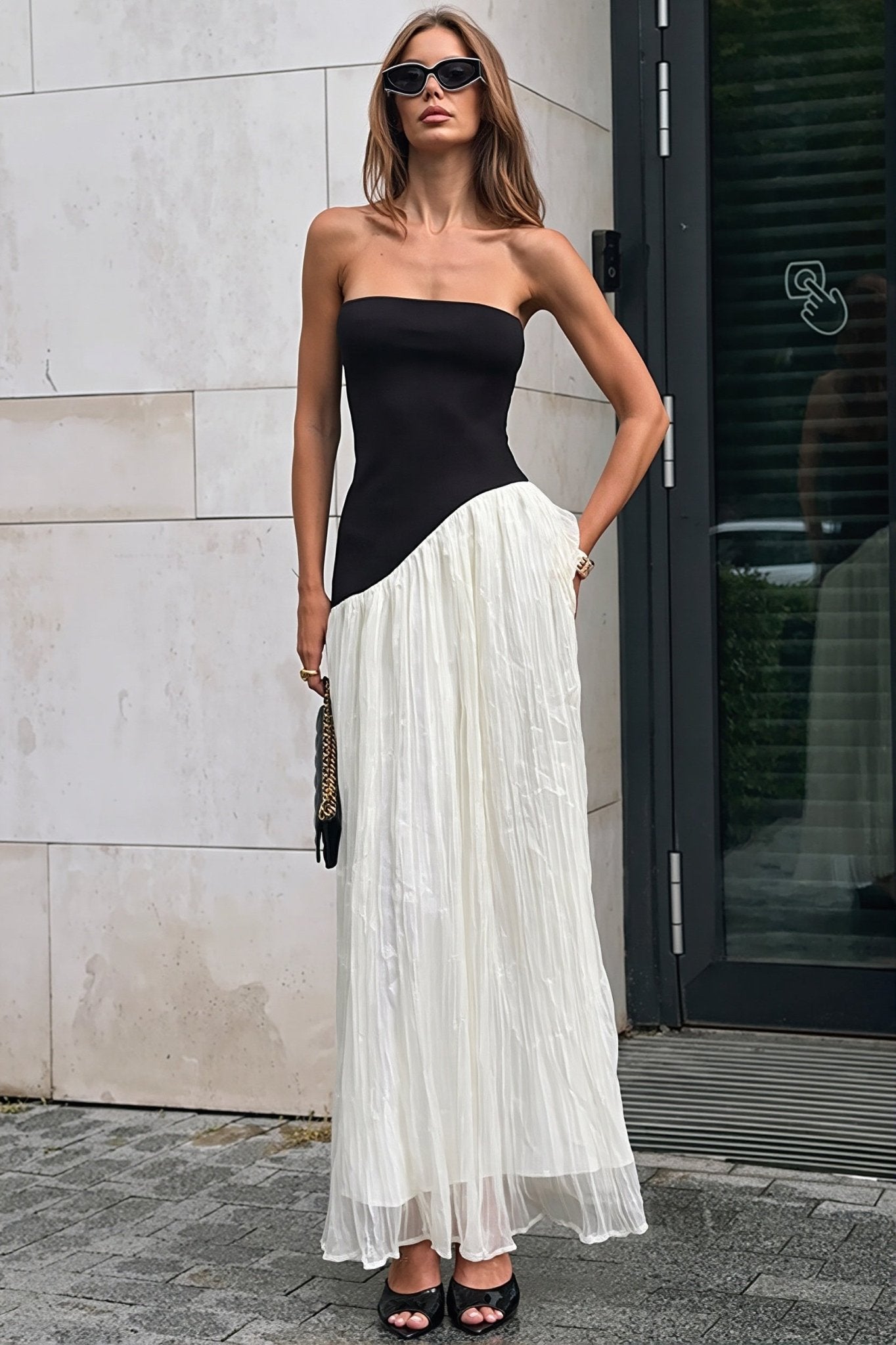 Tessa Contrast Irregular Maxi Dress
