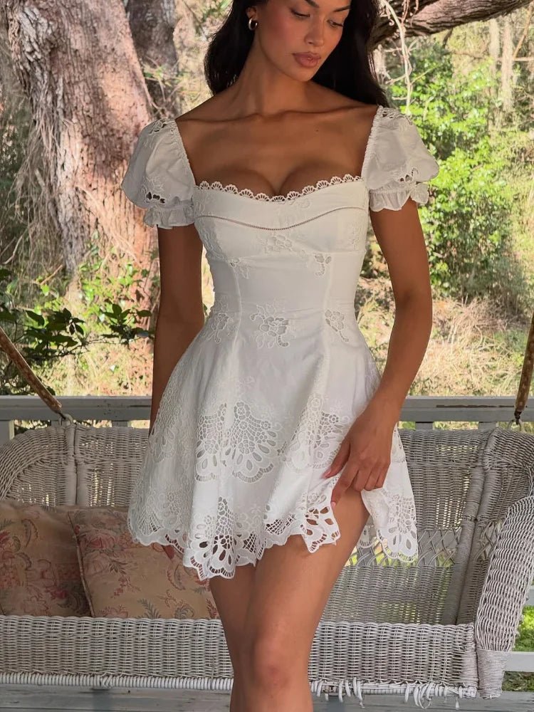 Audra Lace Hollow-Out Mini Dress