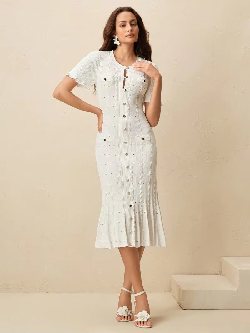 Margot Button-Front Knit Midi Dress