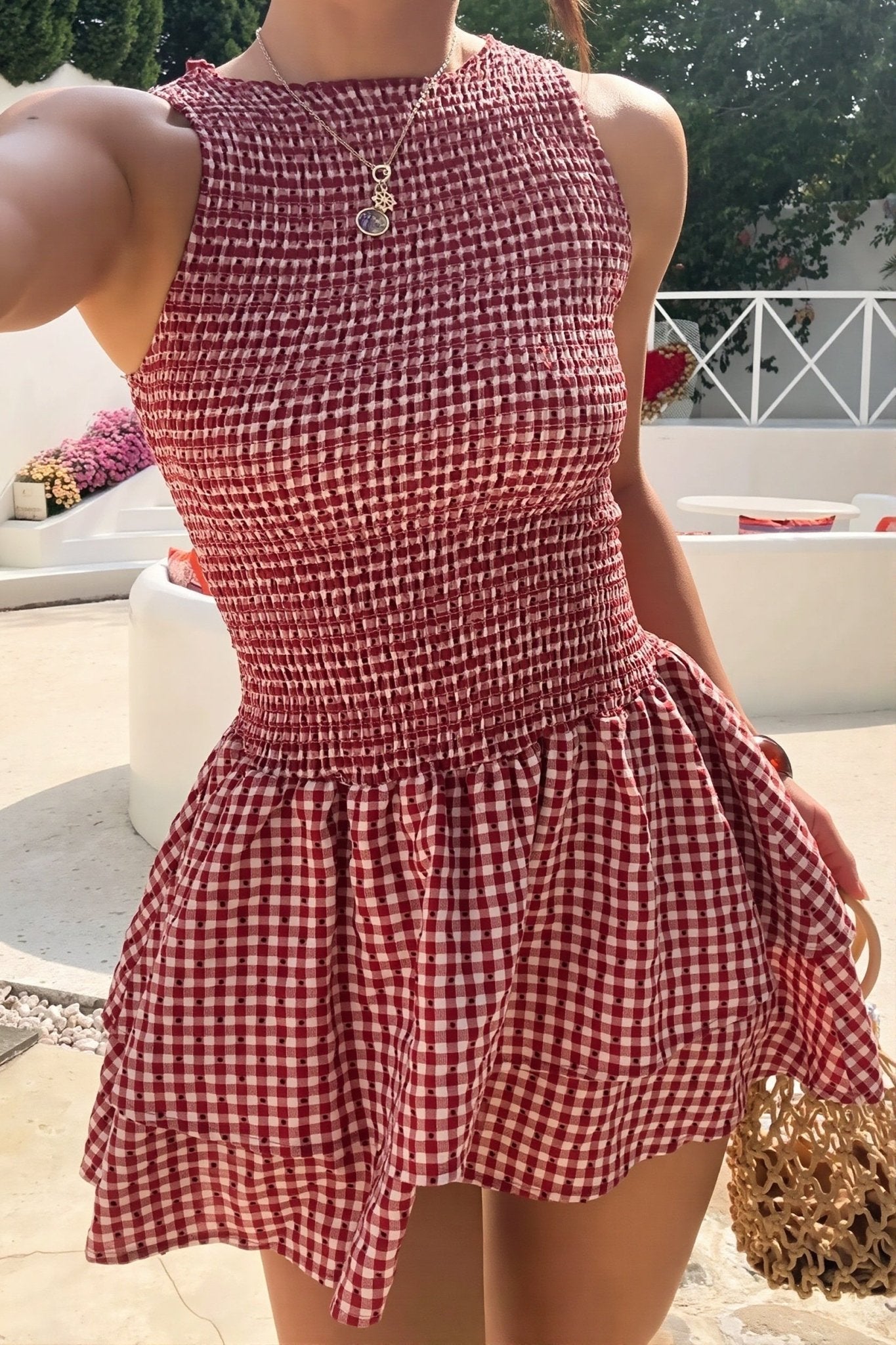 Linda Plaid Smocked Mini Dress