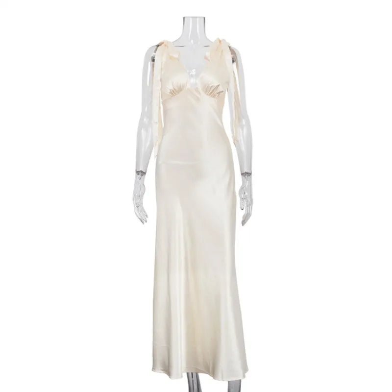 Melanie Satin Tie Strap Maxi Dress