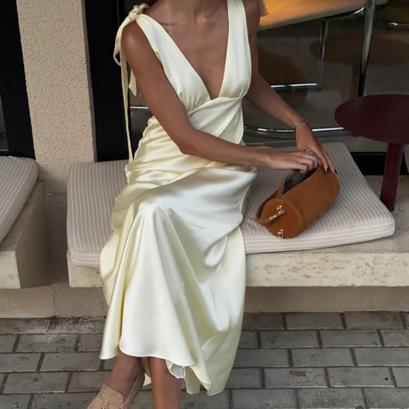 Melanie Satin Tie Strap Maxi Dress