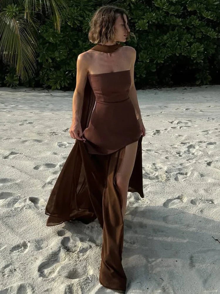 Valentina Mesh Strapless Maxi Dress