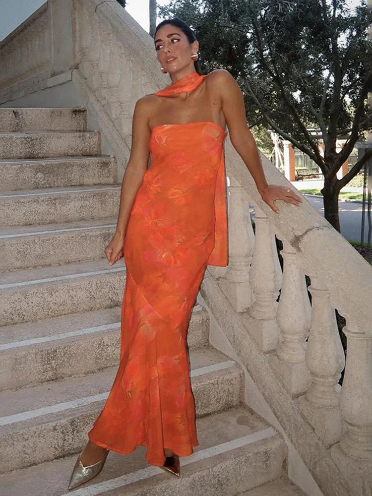 Rina Strapless Mesh Maxi Dress