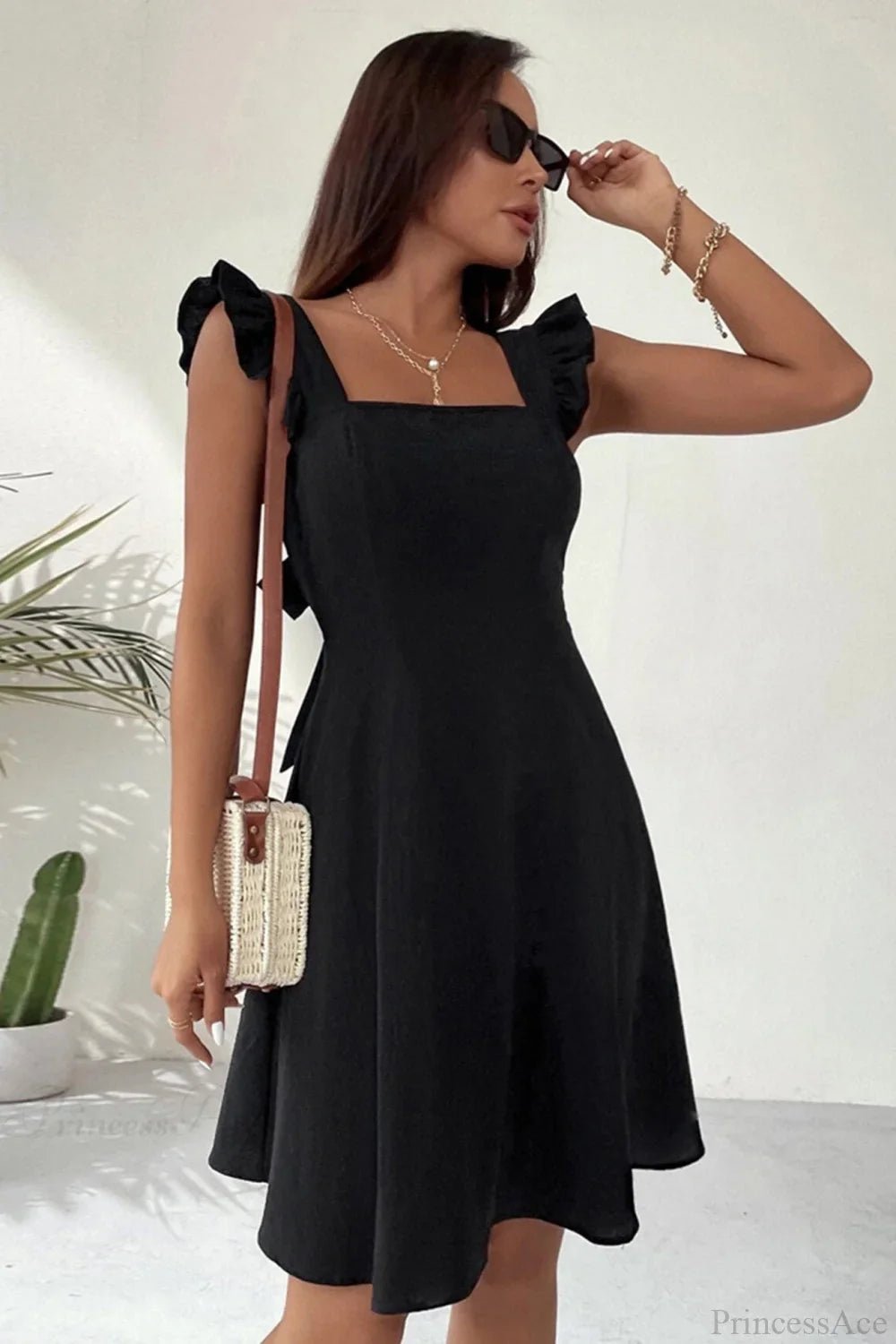 Mary Ruffle Tie-Back Mini Dress