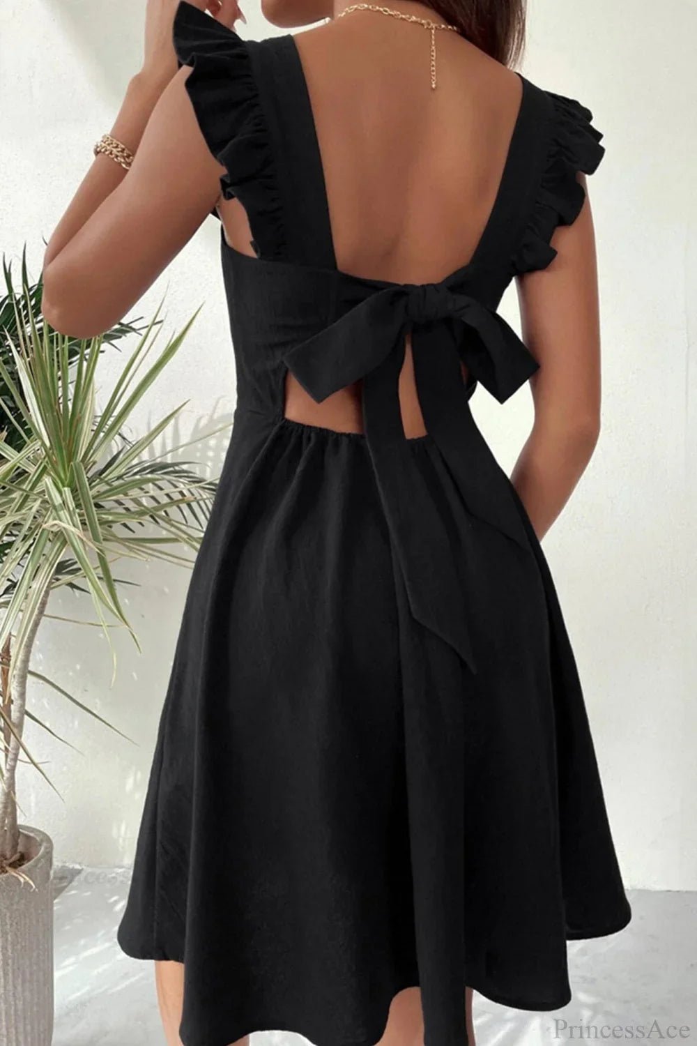 Mary Ruffle Tie-Back Mini Dress