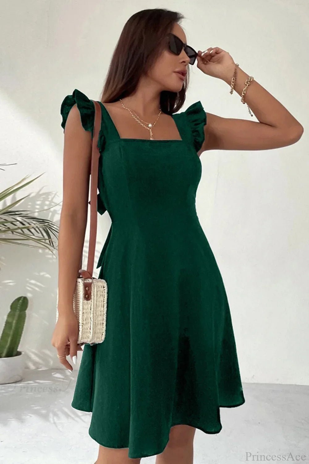 Mary Ruffle Tie-Back Mini Dress