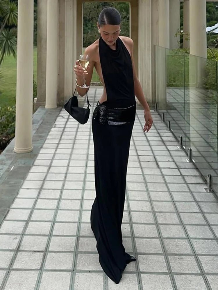 Beatrice Halter Draped Maxi Dress