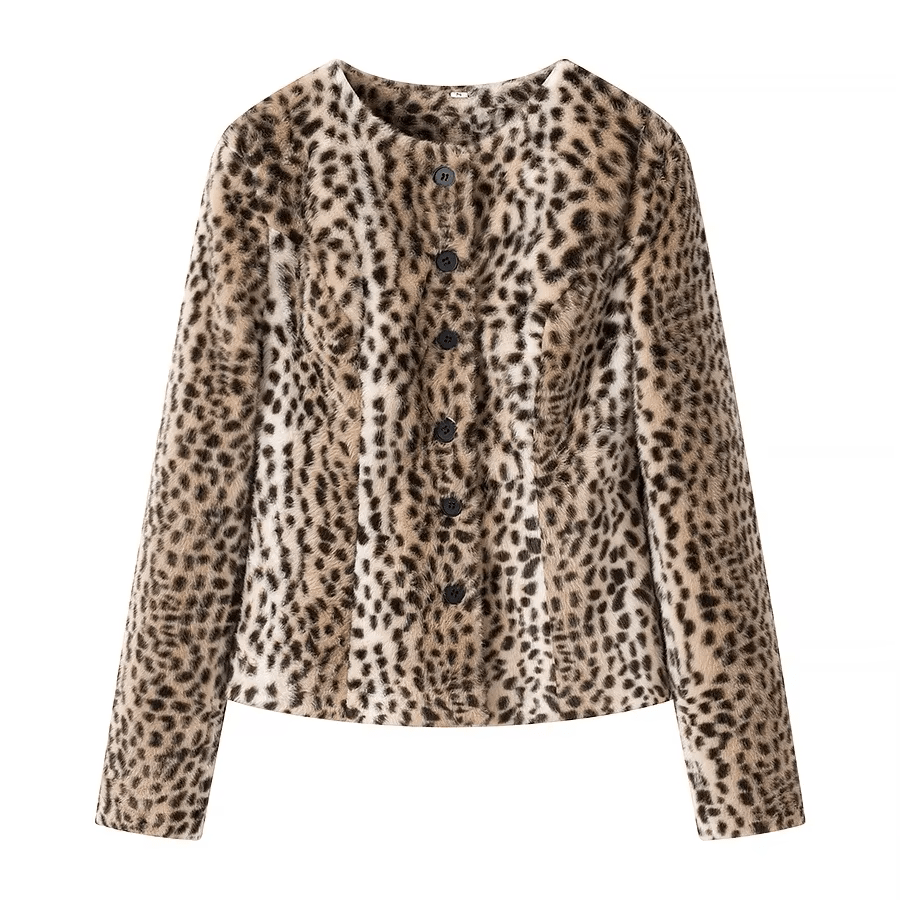 Katie Leopard Faux Fur Cropped Jacket