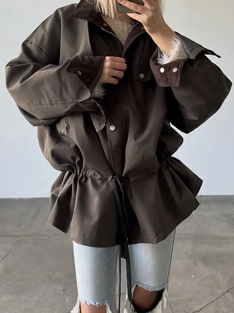 Miriam Contrast Collar Windbreaker Jacket