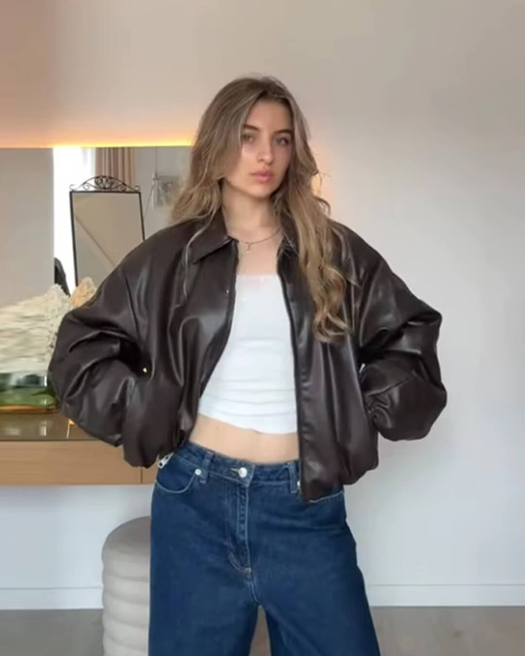 Sienna Faux Leather Bomber Jacket