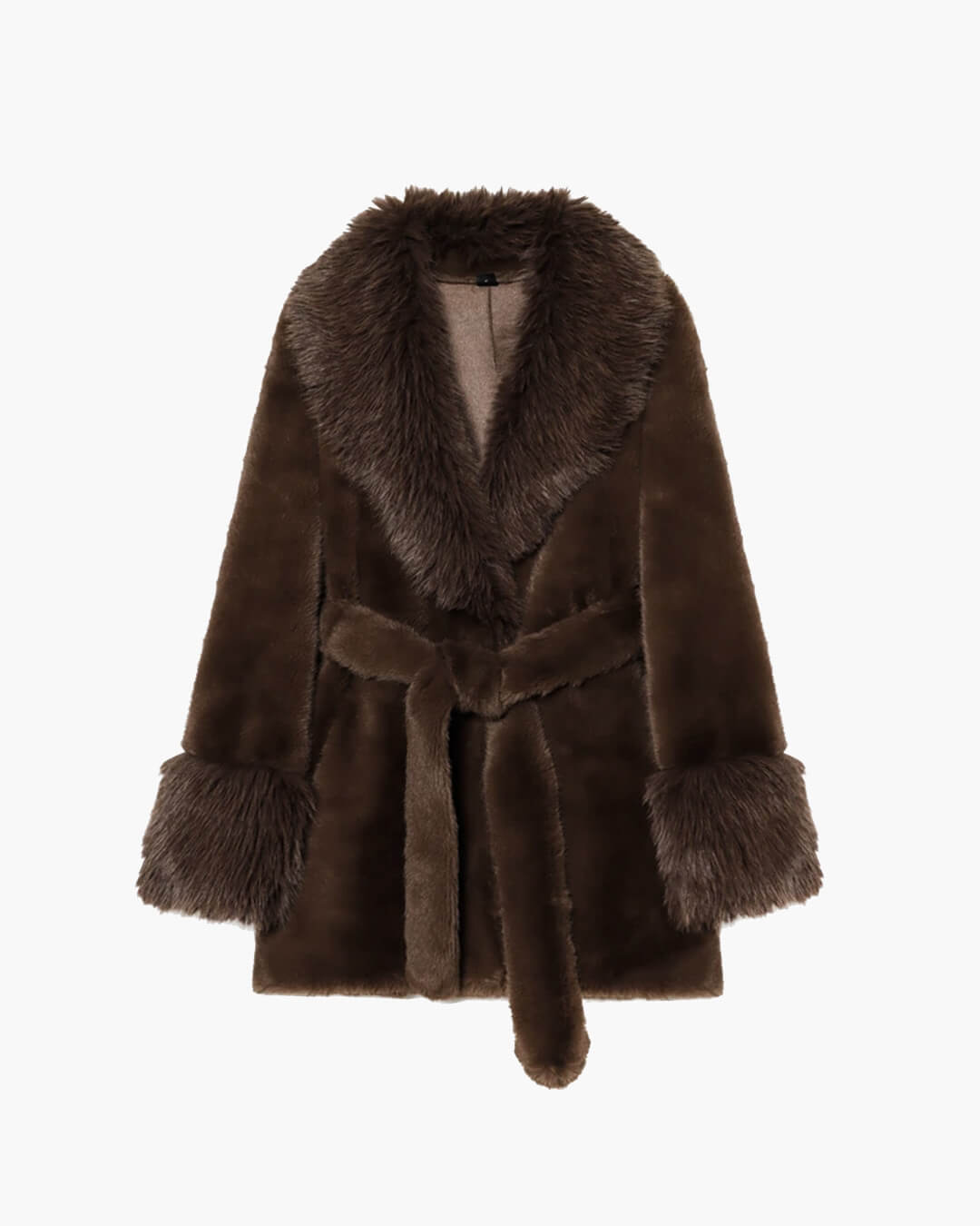 Eva Belted Faux Fur Coat