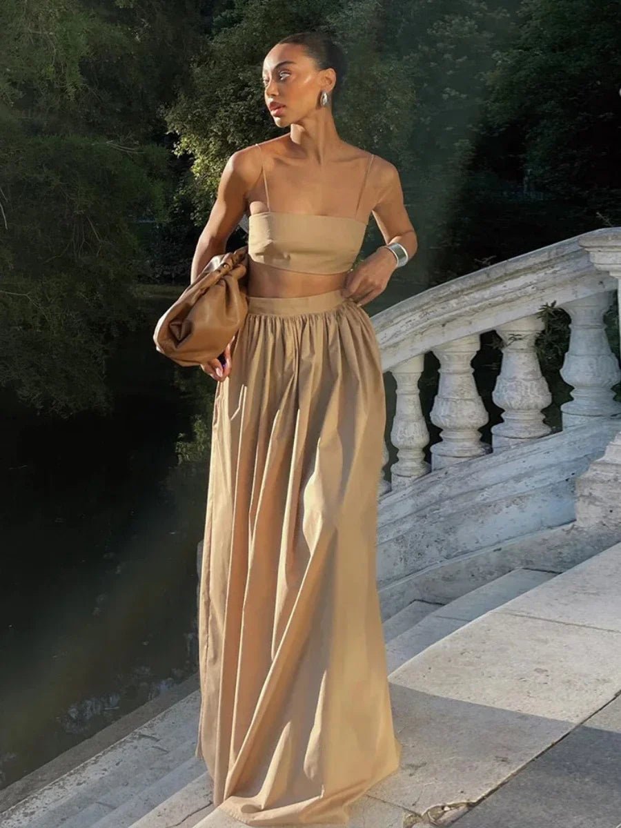 Chanelle Strappy Crop Top Two-Piece Set