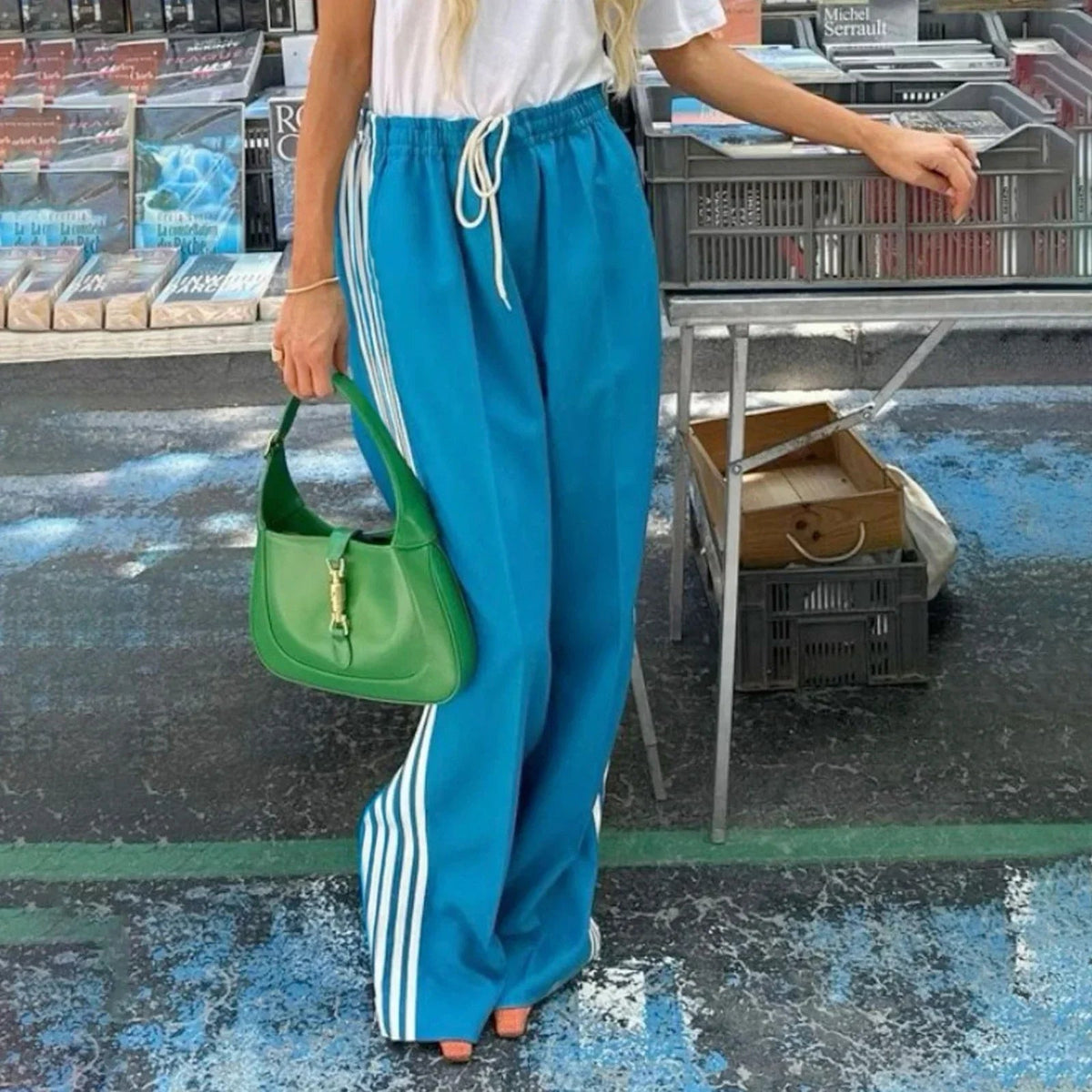Gina Striped Drawstring Sweatpants