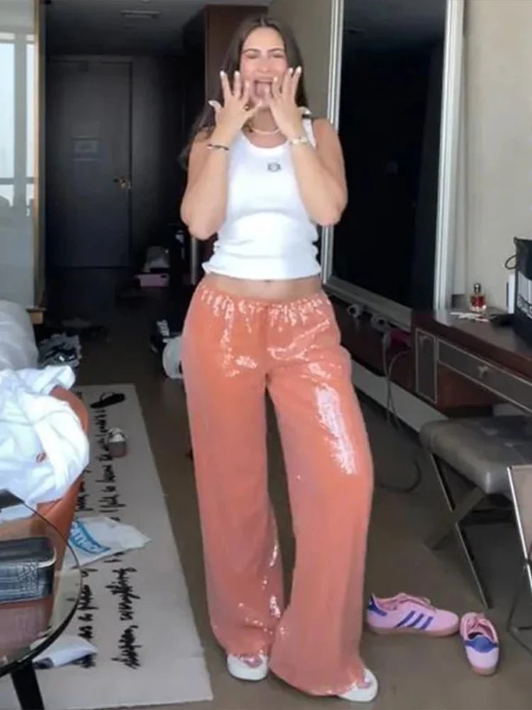 Margot Sequin Wide-Leg Trousers