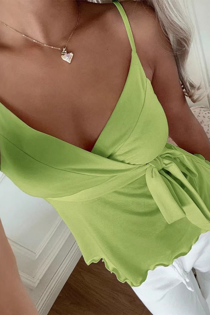 Carla V-Neck Wavy Silk Cami Top