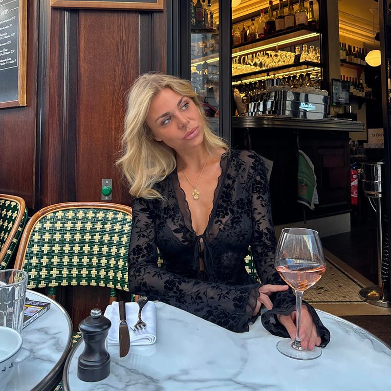 Ursa Tie Front Lace Blouse