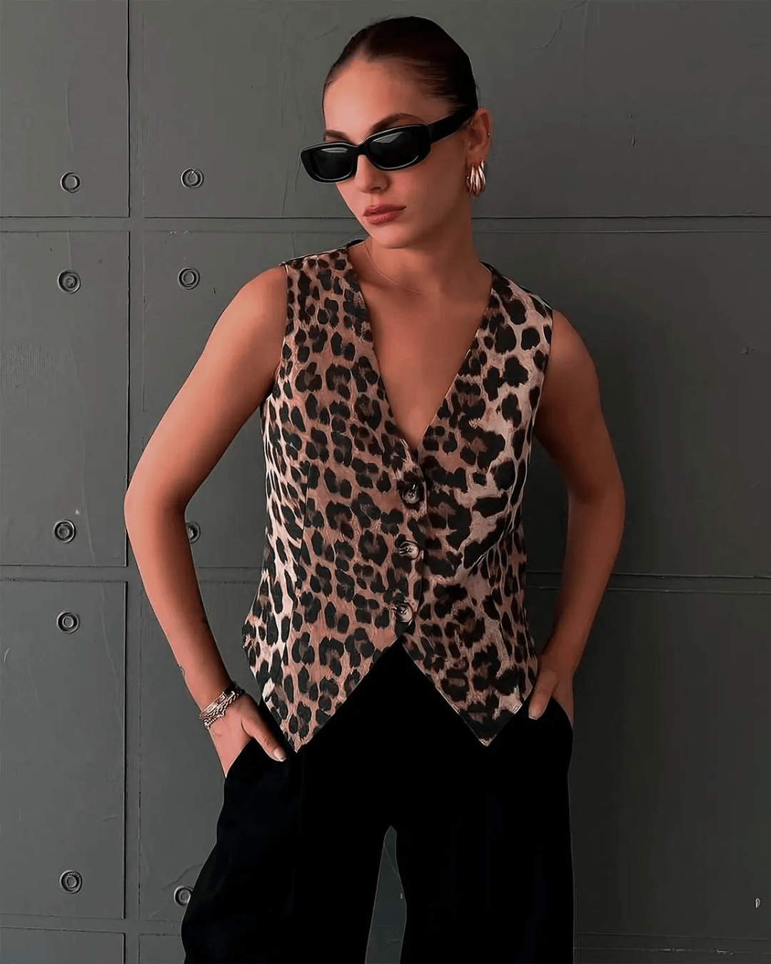 Monica Leopard Print Vest