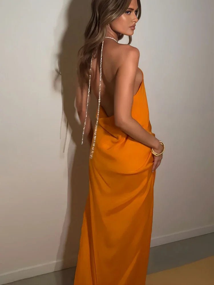 Leah Sequin Halter Maxi Dress