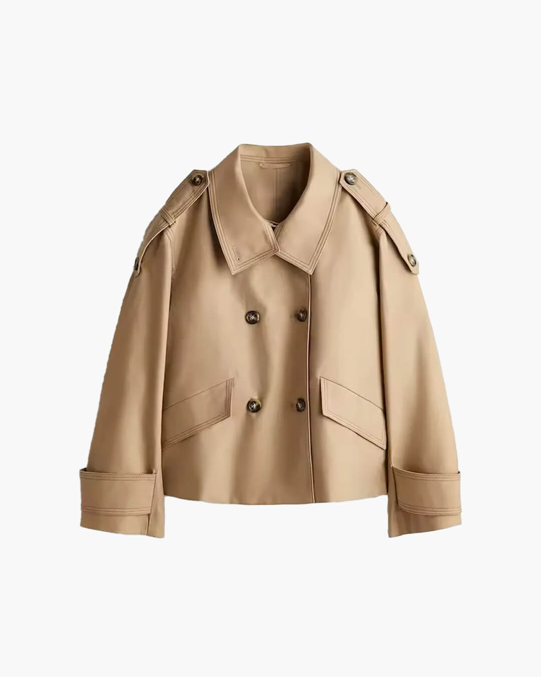 Brynn Stand Collar Cropped Trench Coat