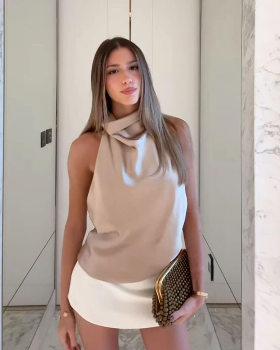 ZEYA - Allison Halter Backless Satin Top