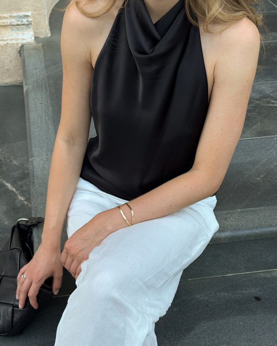 ZEYA - Allison Halter Backless Satin Top