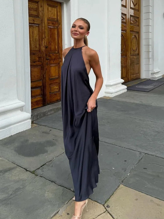 ZEYA - Althea Satin Halter Maxi Dress