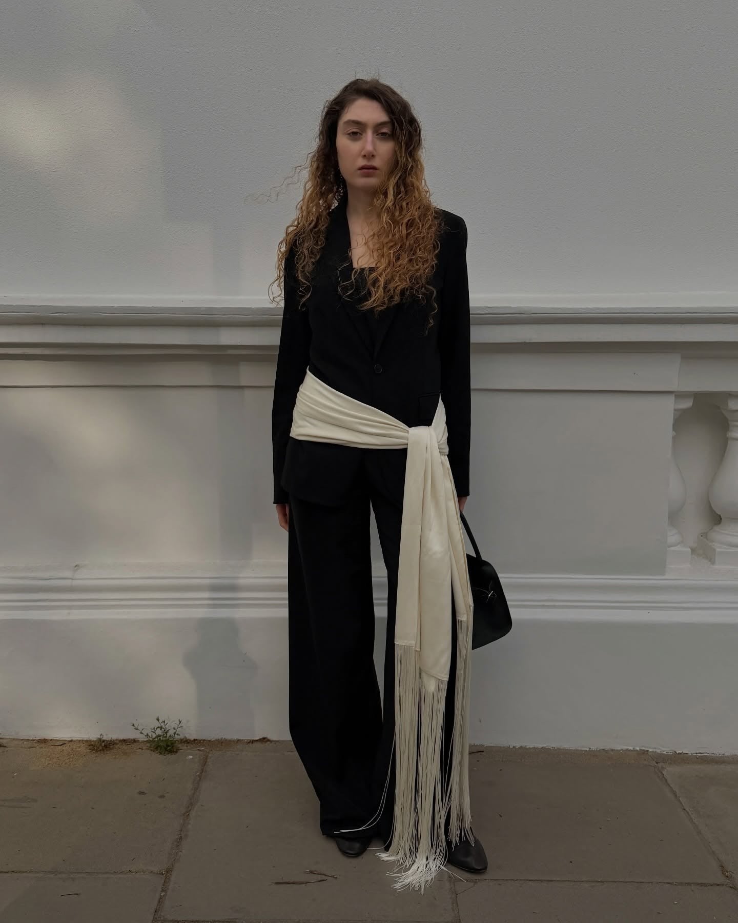 ZEYA - Amelie Fringe Tassel Satin Scarf Belt