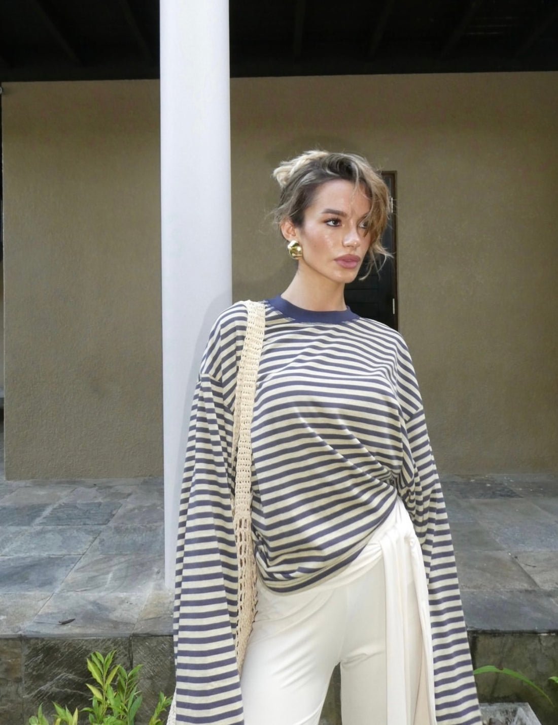 ZEYA - Angela Striped Oversized Knit Sweater