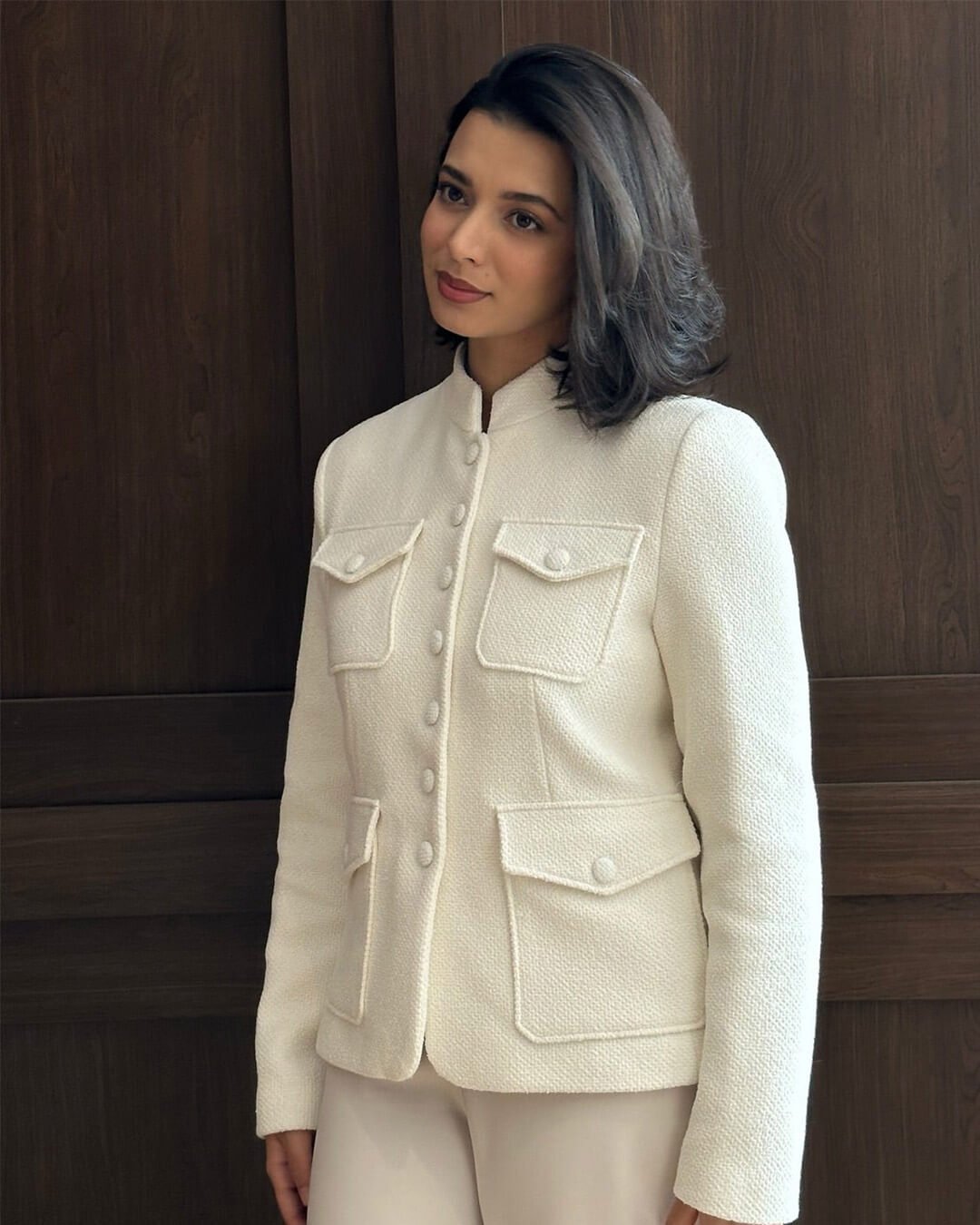 ZEYA - Anna Stand Collar Flap Pockets Blazer