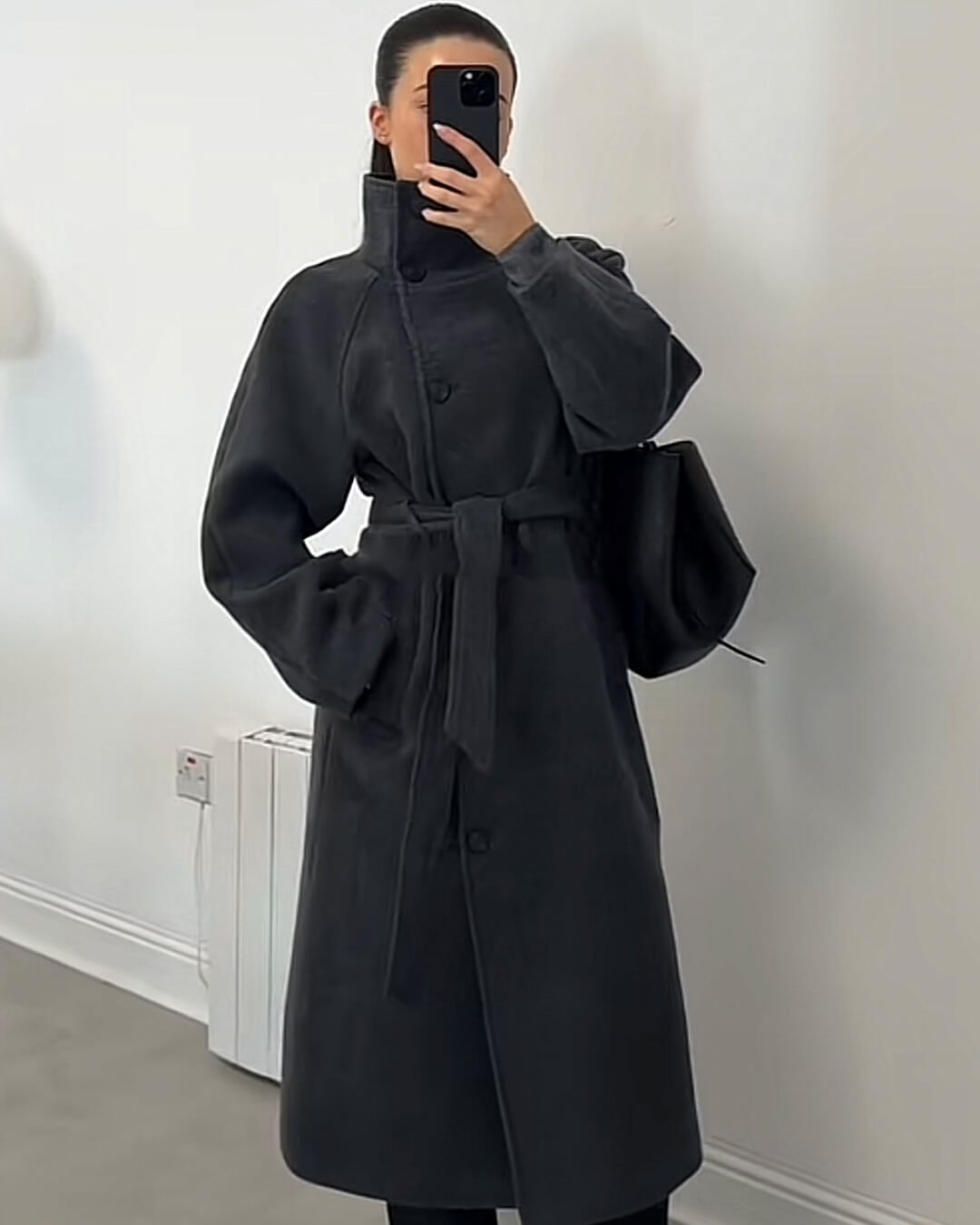 ZEYA - Arielle High Collar Long Belted Coat