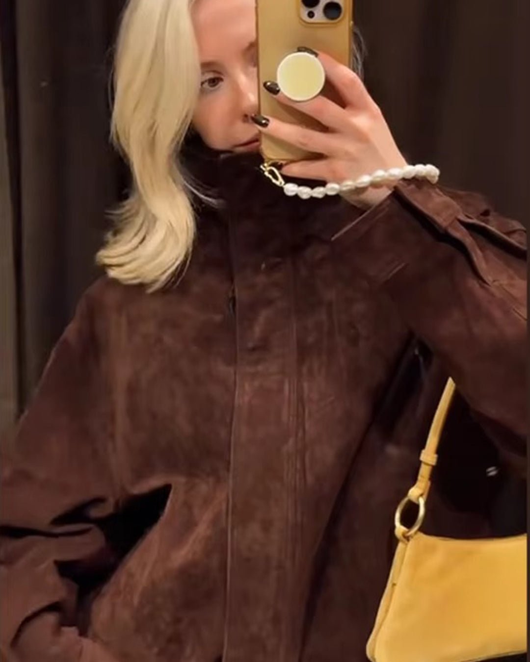 ZEYA - Celia Stand Collar Suede Jacket