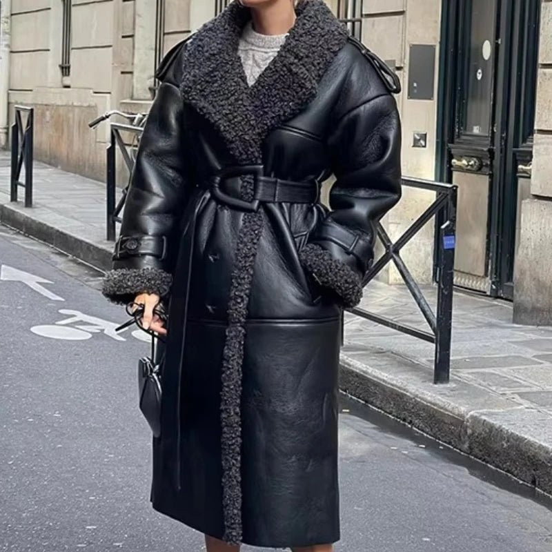 ZEYA - Chantelle Belted Faux Leather Maxi Coat